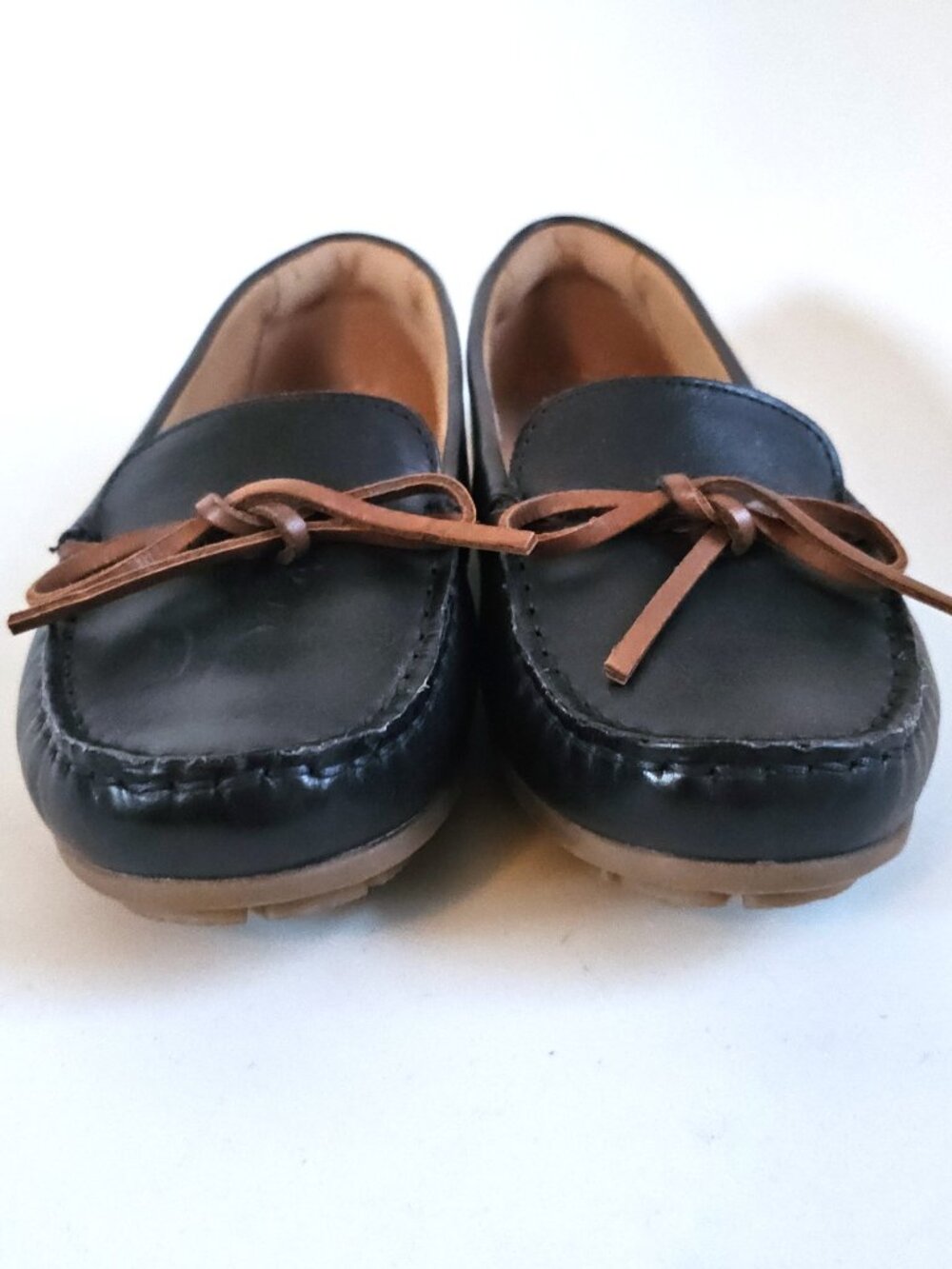 CLARKS Navy Leather Driving Moccasins - Picture 2 of 7